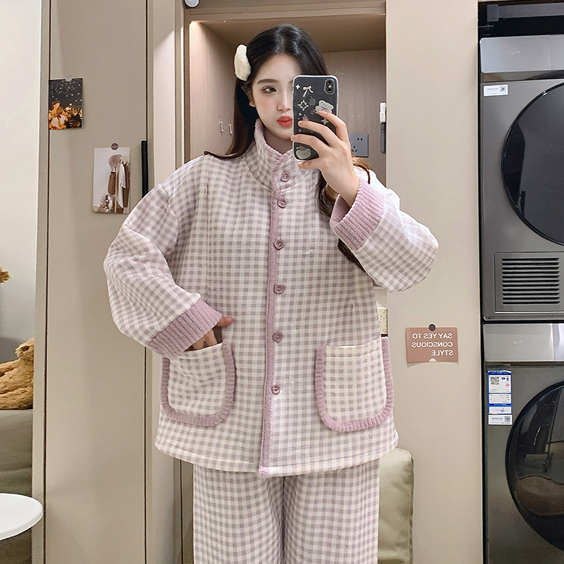 冬天保暖月子服产后冬季空气棉喂奶加厚哺乳睡衣孕妇产妇秋冬套装