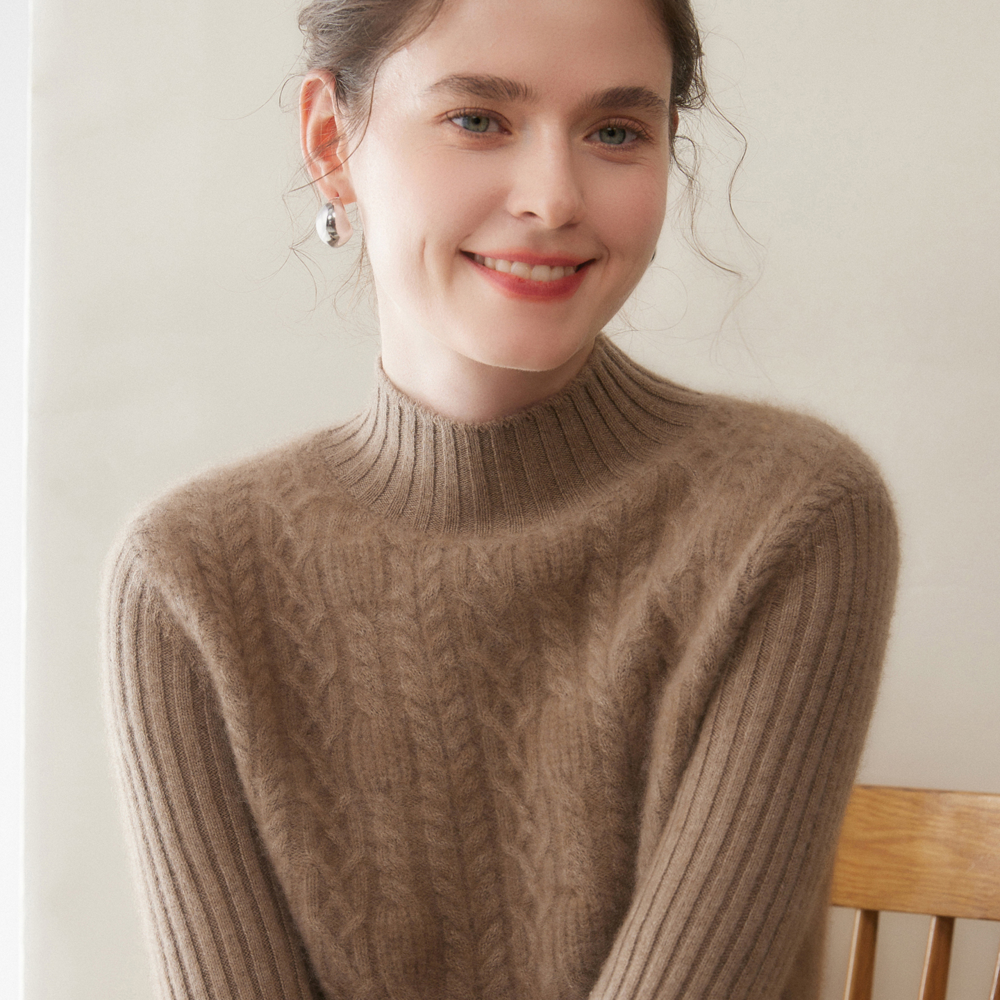 af9029山羊绒衫女半高领提花加厚套头秋冬针织打底衫修身长袖百搭