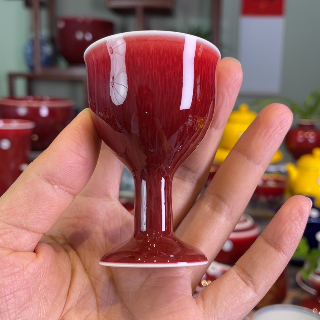 清欢雅玩原矿郎红小酒杯