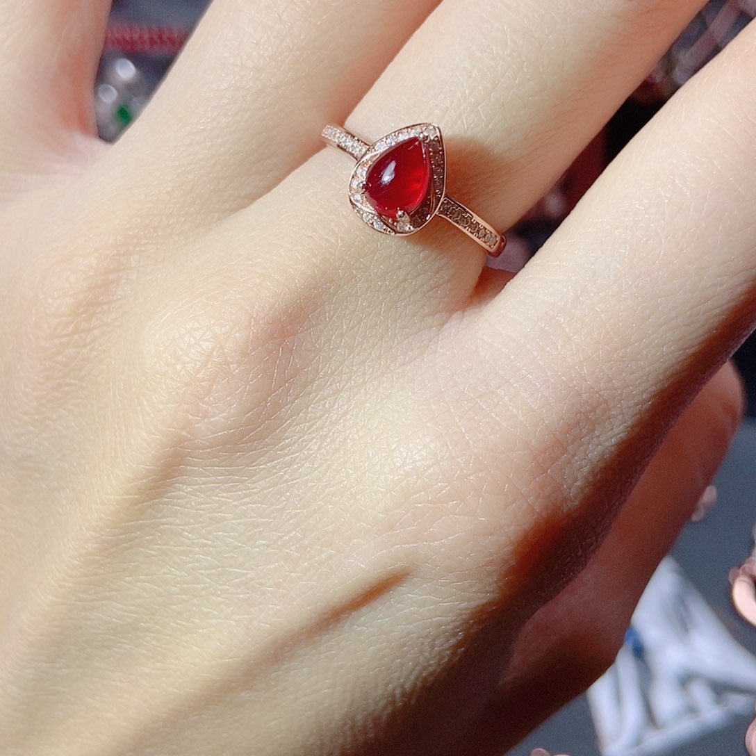 红宝石戒指银S925镶嵌