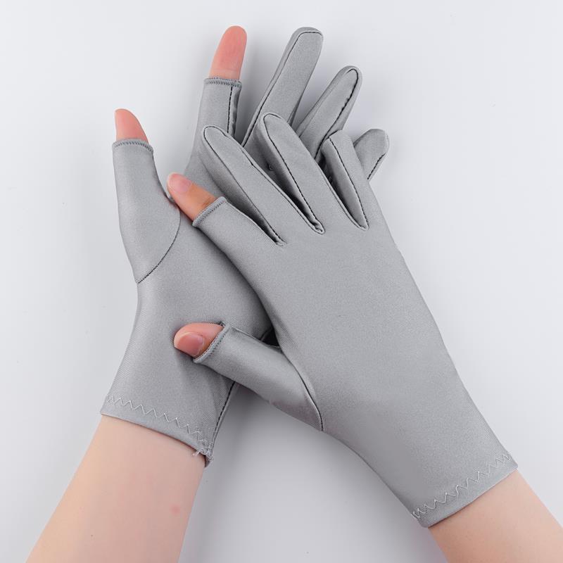 冰丝薄款手套夏季高颜值漏半截露二指采摘茶防晒薄款骑行开车女士