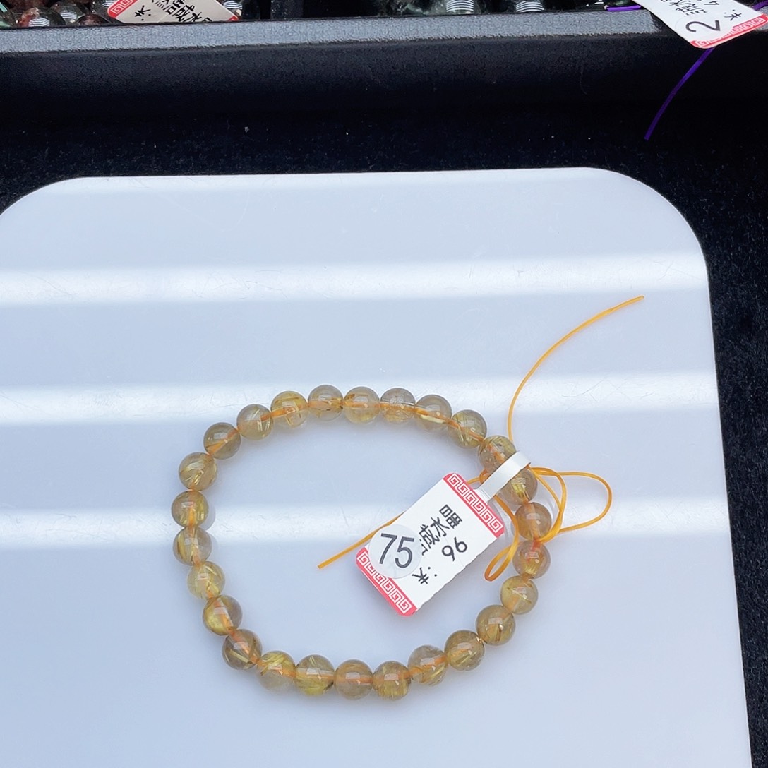 水晶手链未镶嵌黄发晶茶色7mm+