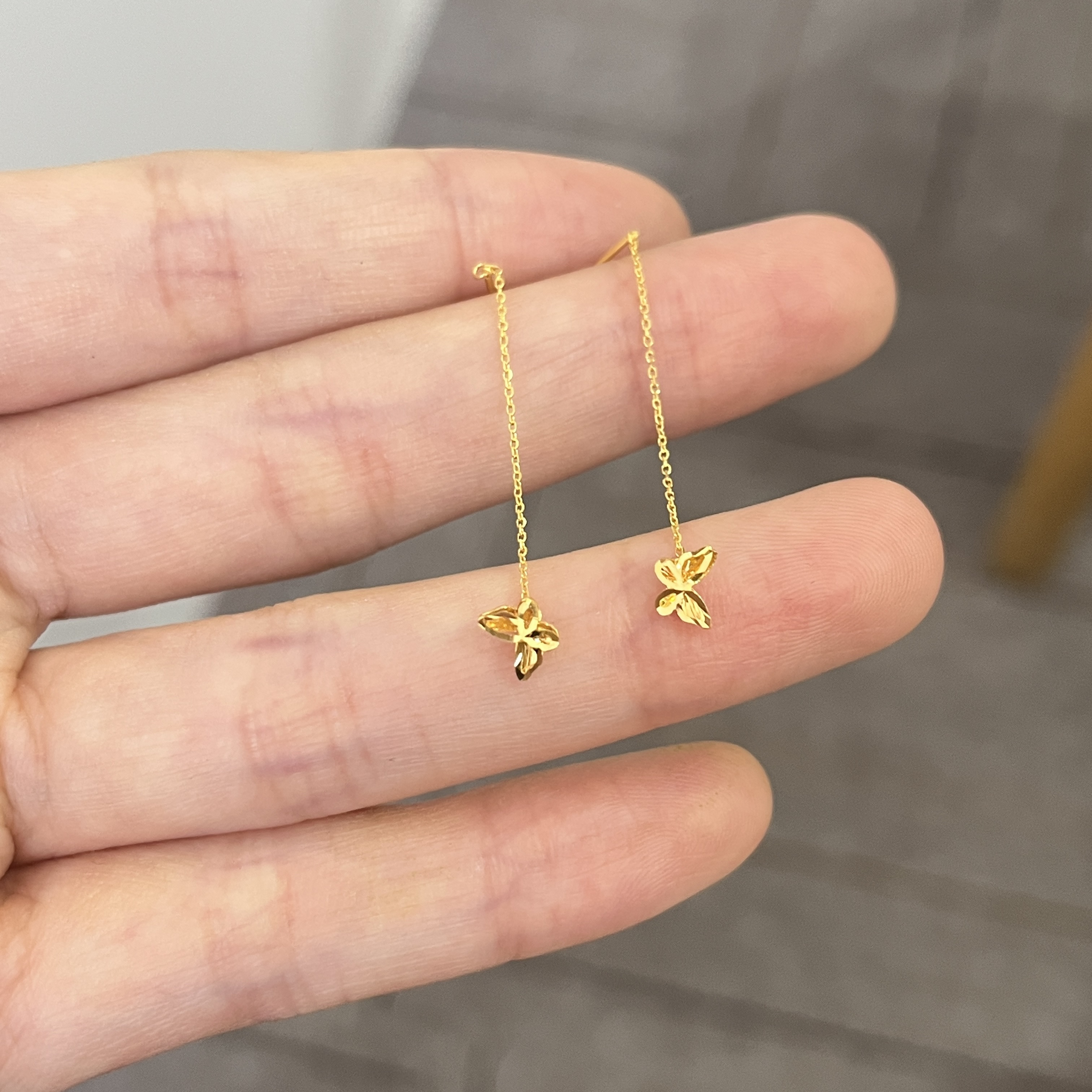 炫彩小仙蝶耳线 足金999  3.5cm