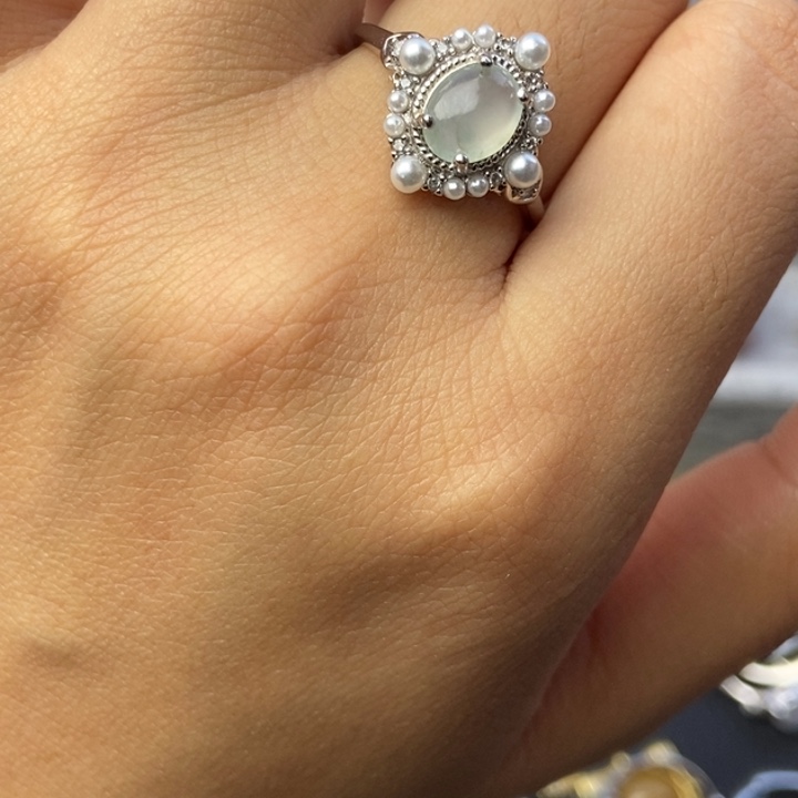 翡翠戒指银S925镶嵌戒指