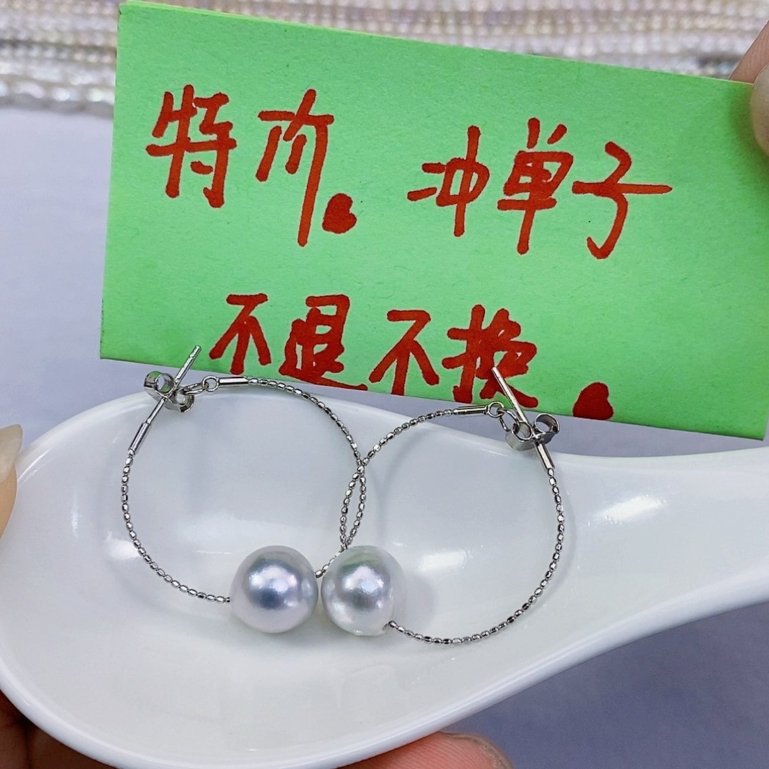 海水珍珠特价不退换真多麻巴洛克耳饰未镶嵌