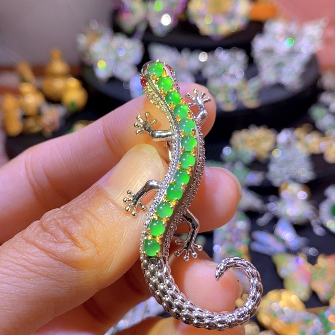 翡翠银S925镶嵌项圈天然有机