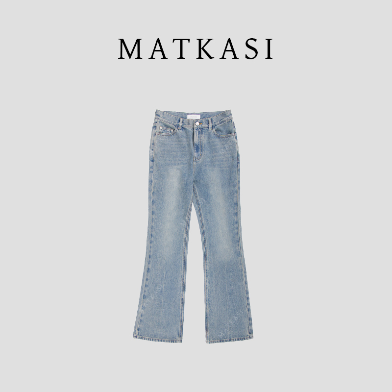 MATKASI 时尚洋气经典百搭仙感浅色微喇牛仔裤