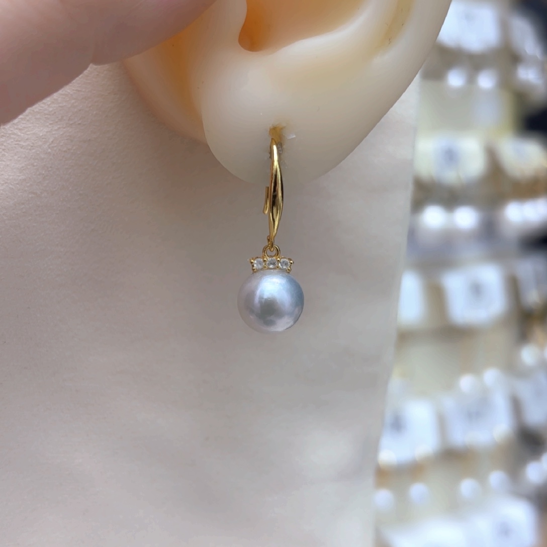淡水珍珠耳饰银S925镶嵌