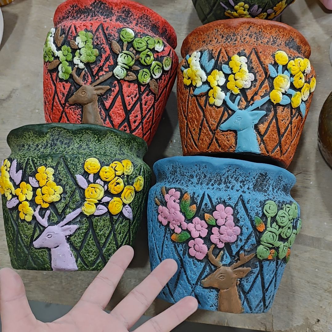 红陶吸水透气的白陶花盆凑满12发货