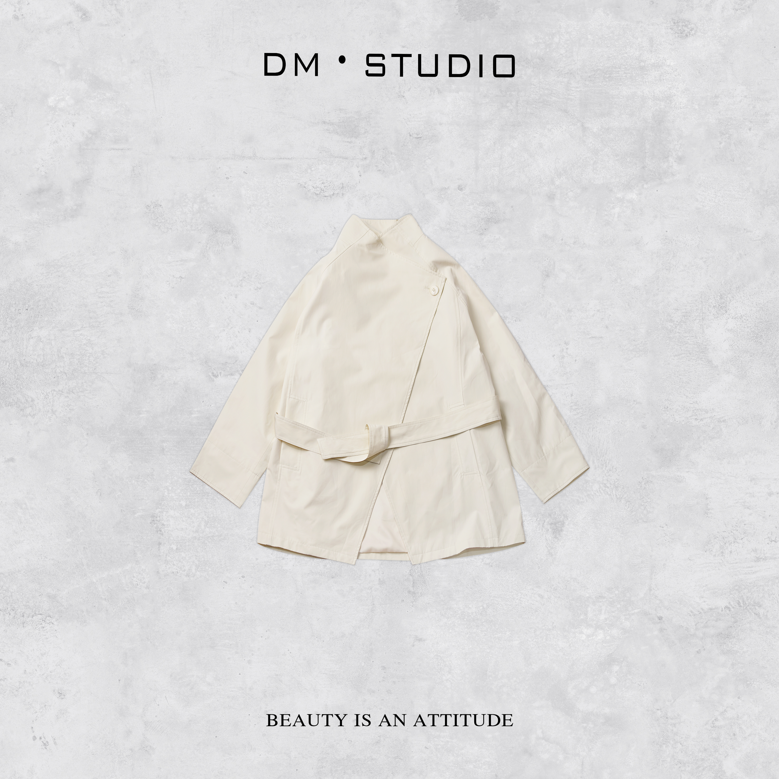 DEDM•STUDIO/韩系静奢高级简约设计感百搭立领风衣外套（26993）