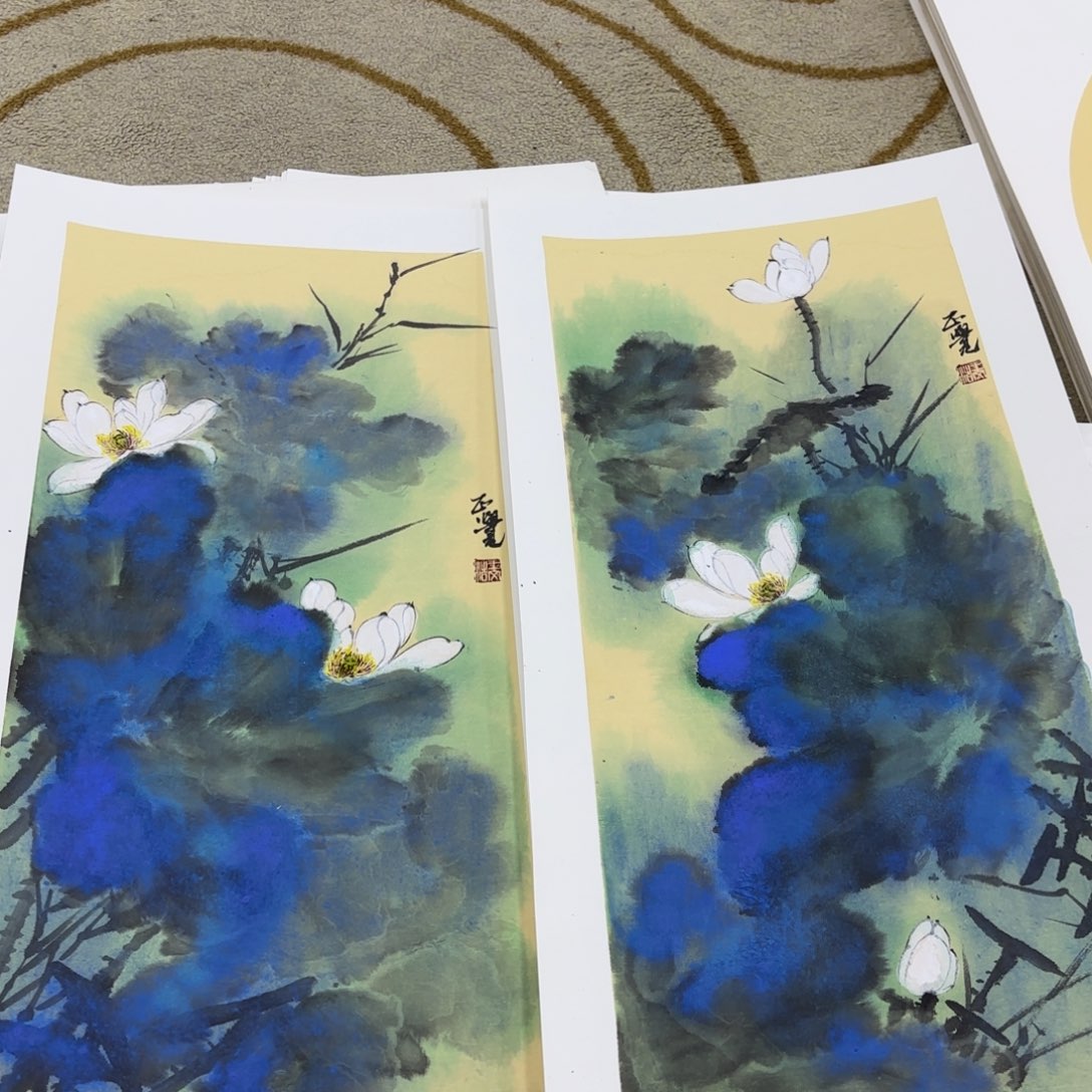 国画王文浩两张卡纸童