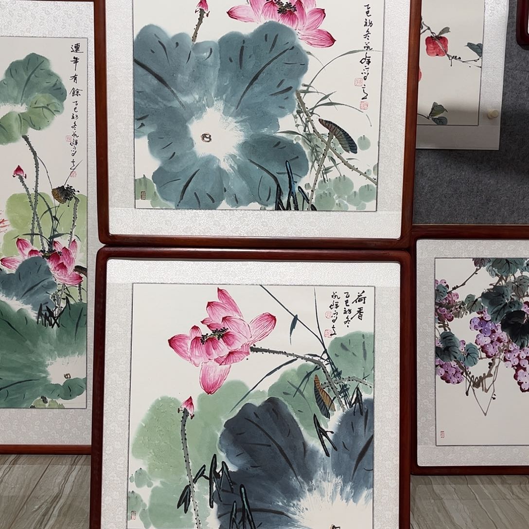 国画书画作品带框63×63