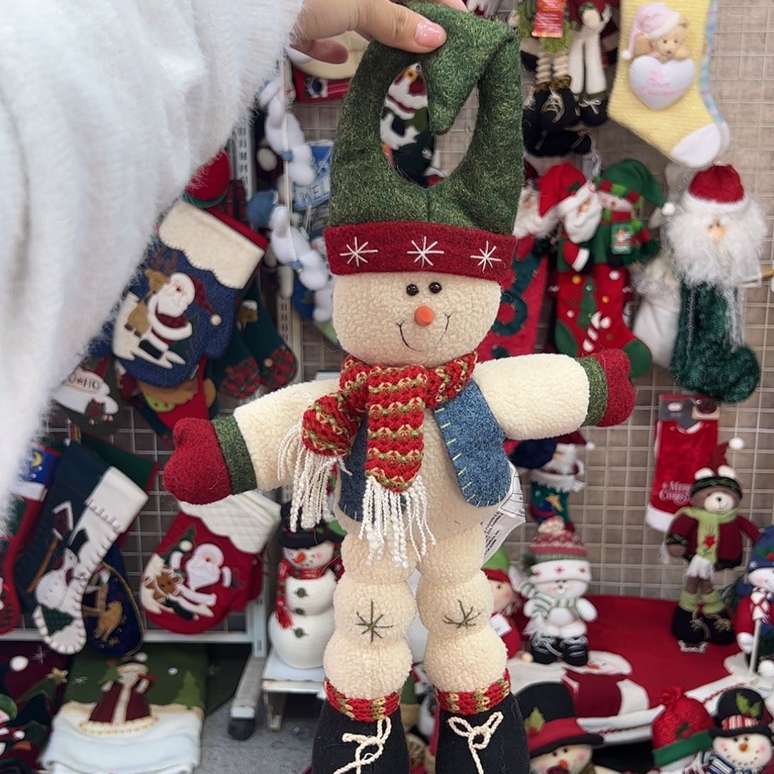 毛绒圣诞雪人门挂