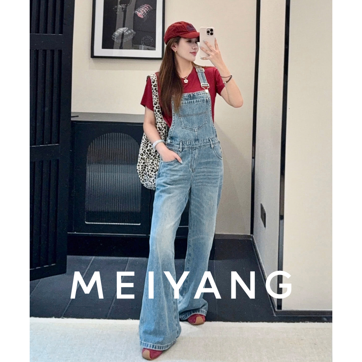 美洋MEIYANG 自由牛仔背带裤 怀旧洗水减龄宽松连体【小70】-周二