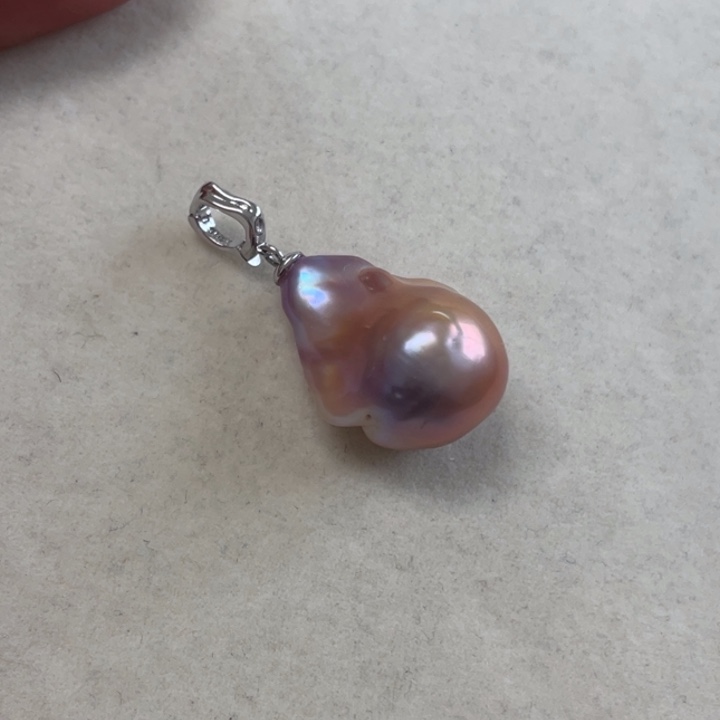淡水珍珠吊坠(不含链)银S925镶嵌