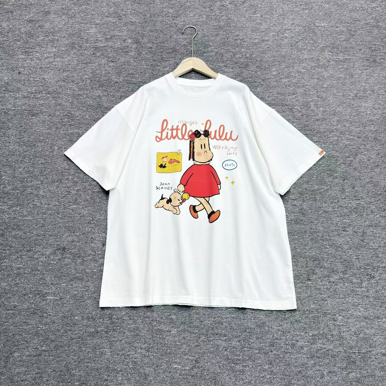 JW/静稳2025时尚宽松休闲圆领女款减龄短袖创意图案T恤5551119