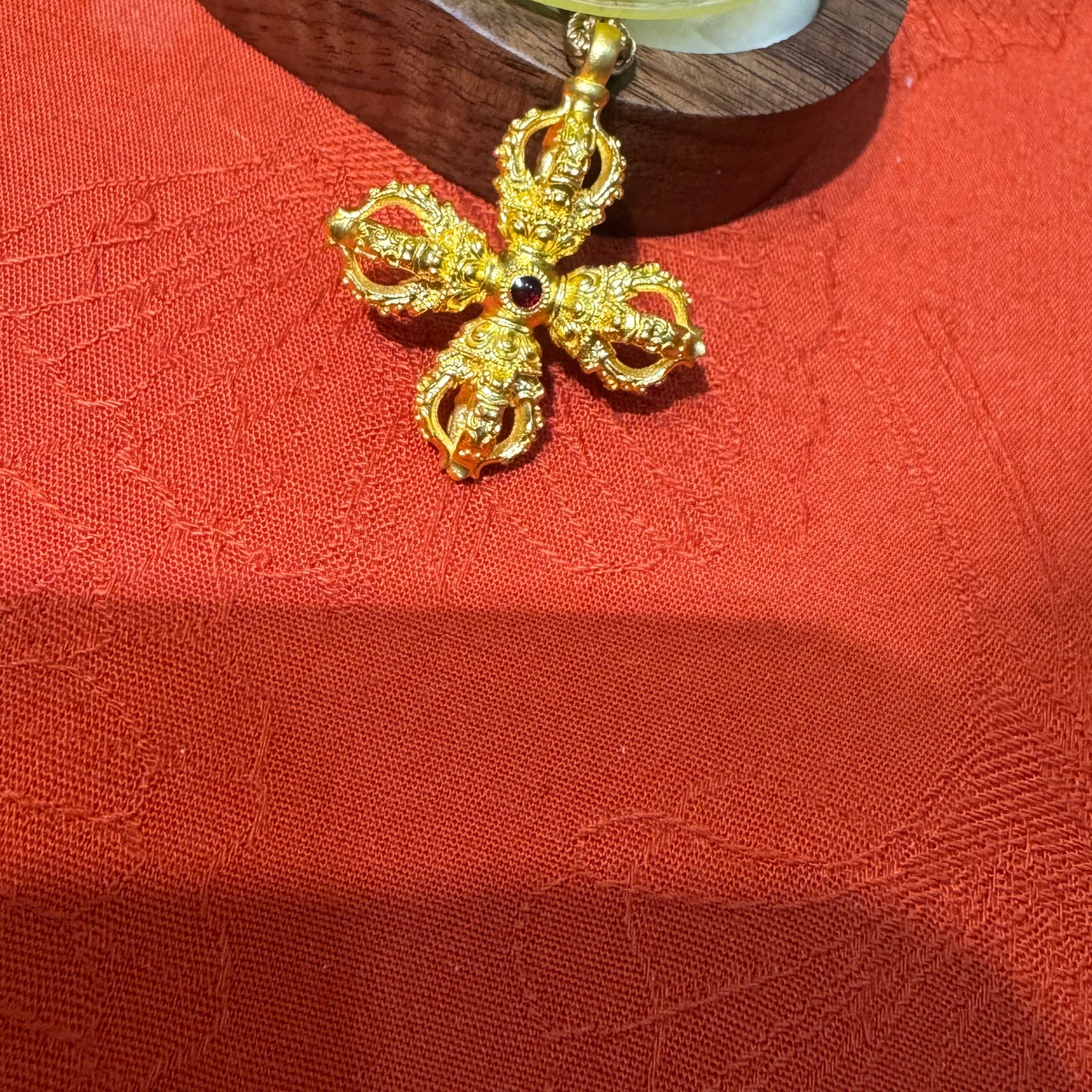 足金十字金刚杵吊坠