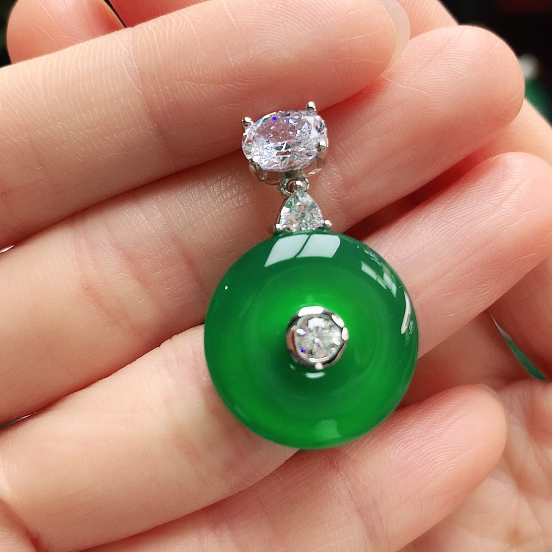 玛瑙/玉髓吊坠银S925镶嵌