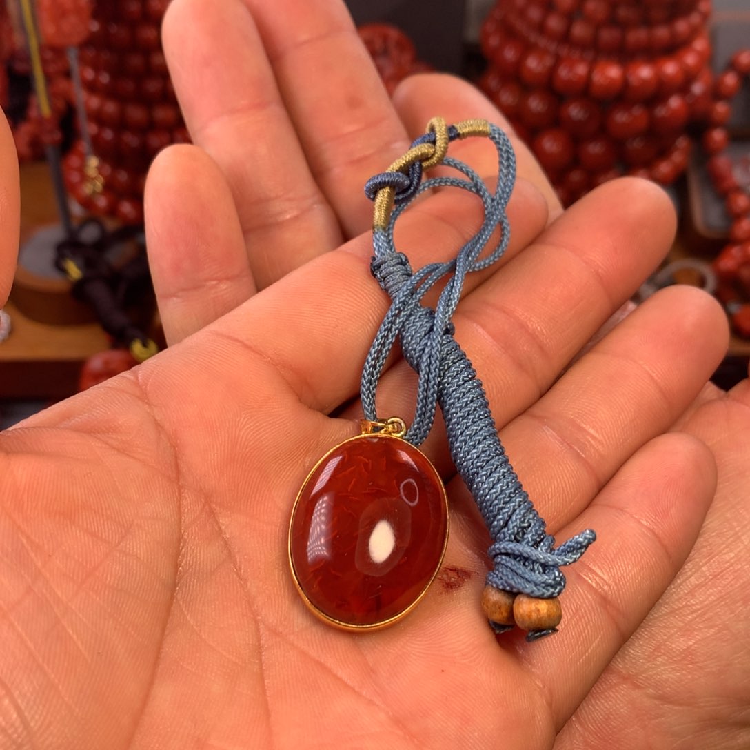 南红玛瑙配饰银S925镀金镶嵌