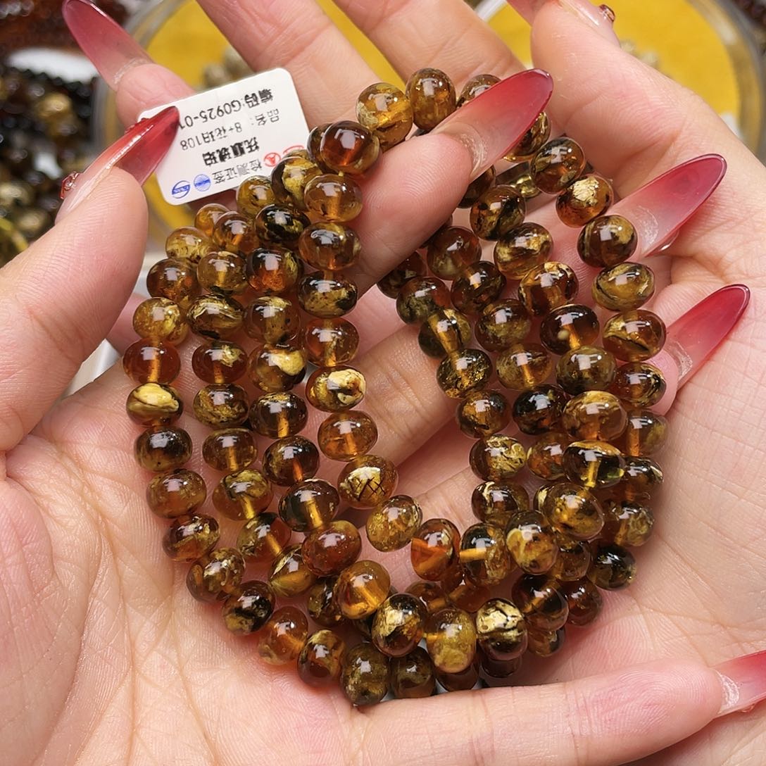 琥珀未镶嵌裸石8mm花珀