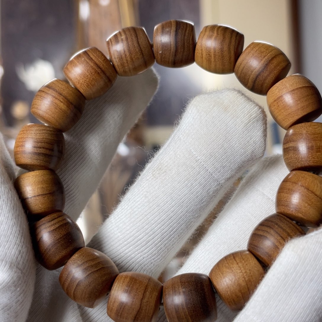 檀香木手串/手链老山檀香老料横纹11×12直切鼓珠