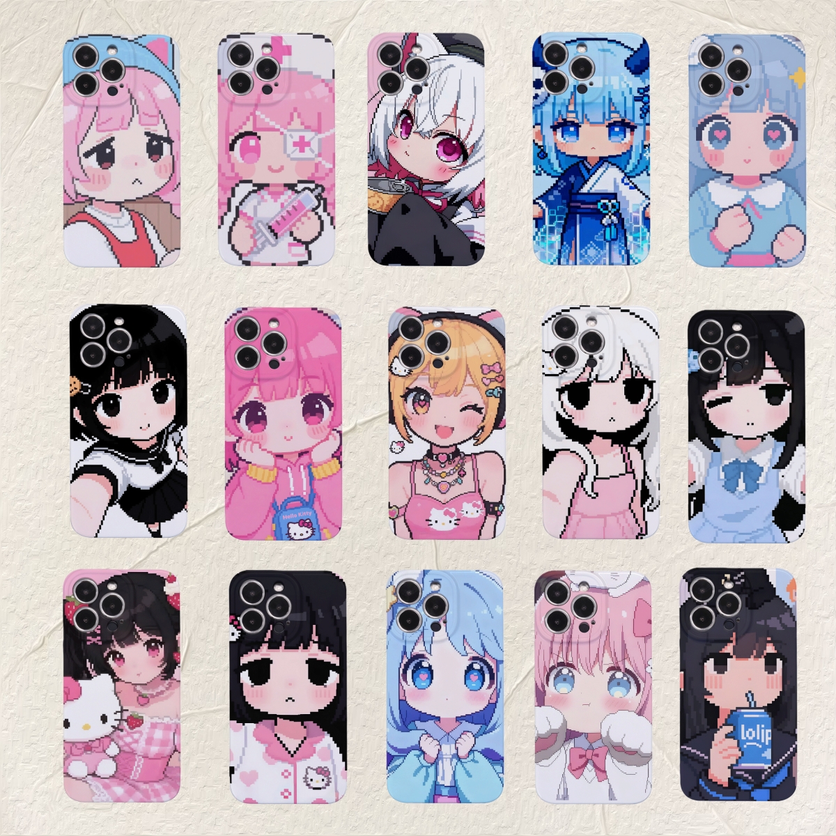 像素风少女卡通手机壳适用iphone15苹果16pro华为vivo小米OPPO