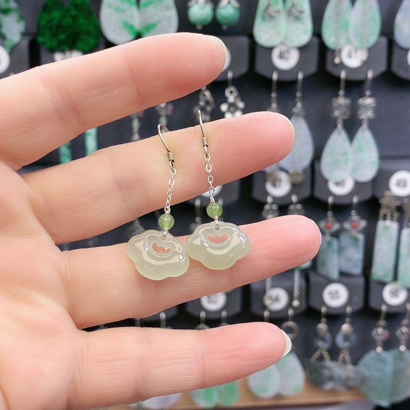 【闪购商品】和田玉耳饰银S925镶嵌精美