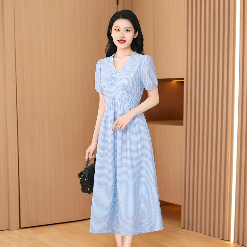 优雅新款气质时尚大气减龄休闲收腰显瘦连衣裙26172-LS