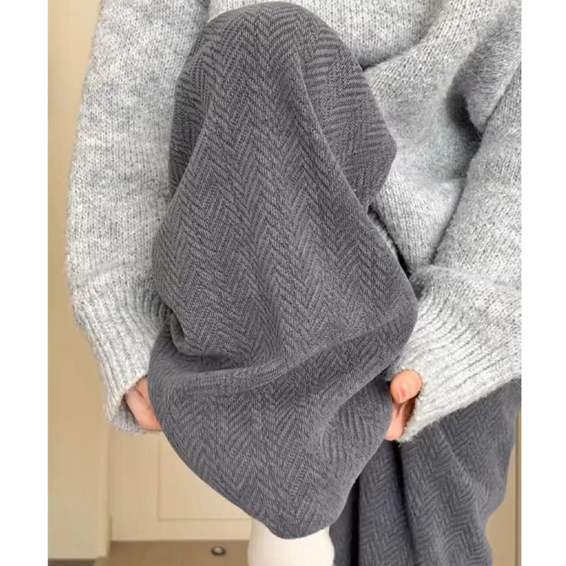 人字纹雪尼尔阔腿裤女秋冬新款宽松慵懒风直筒裤垂感高腰加绒裤子