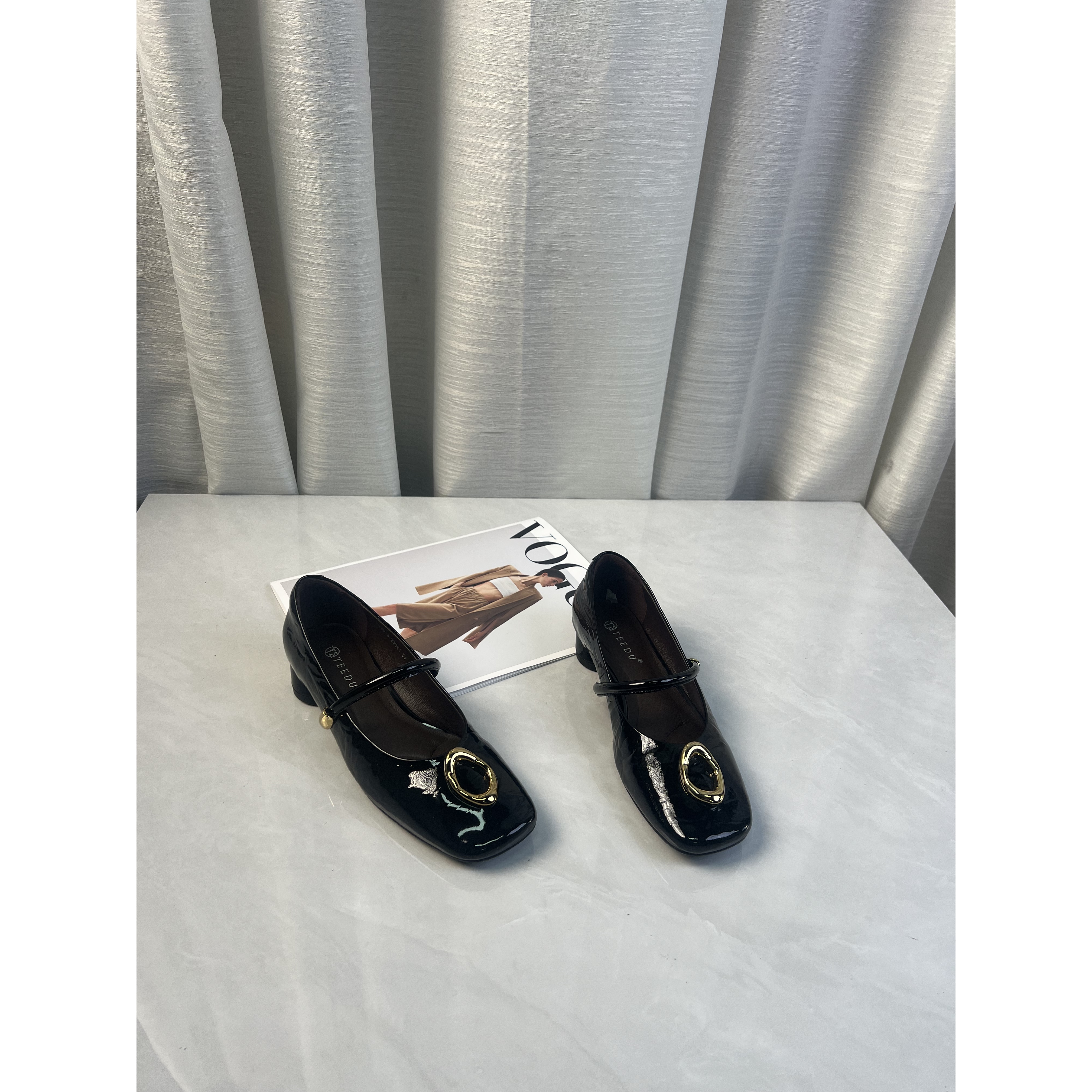 大龙甄选~牛皮/平方头牛漆皮玛丽珍单鞋皮鞋0026-3