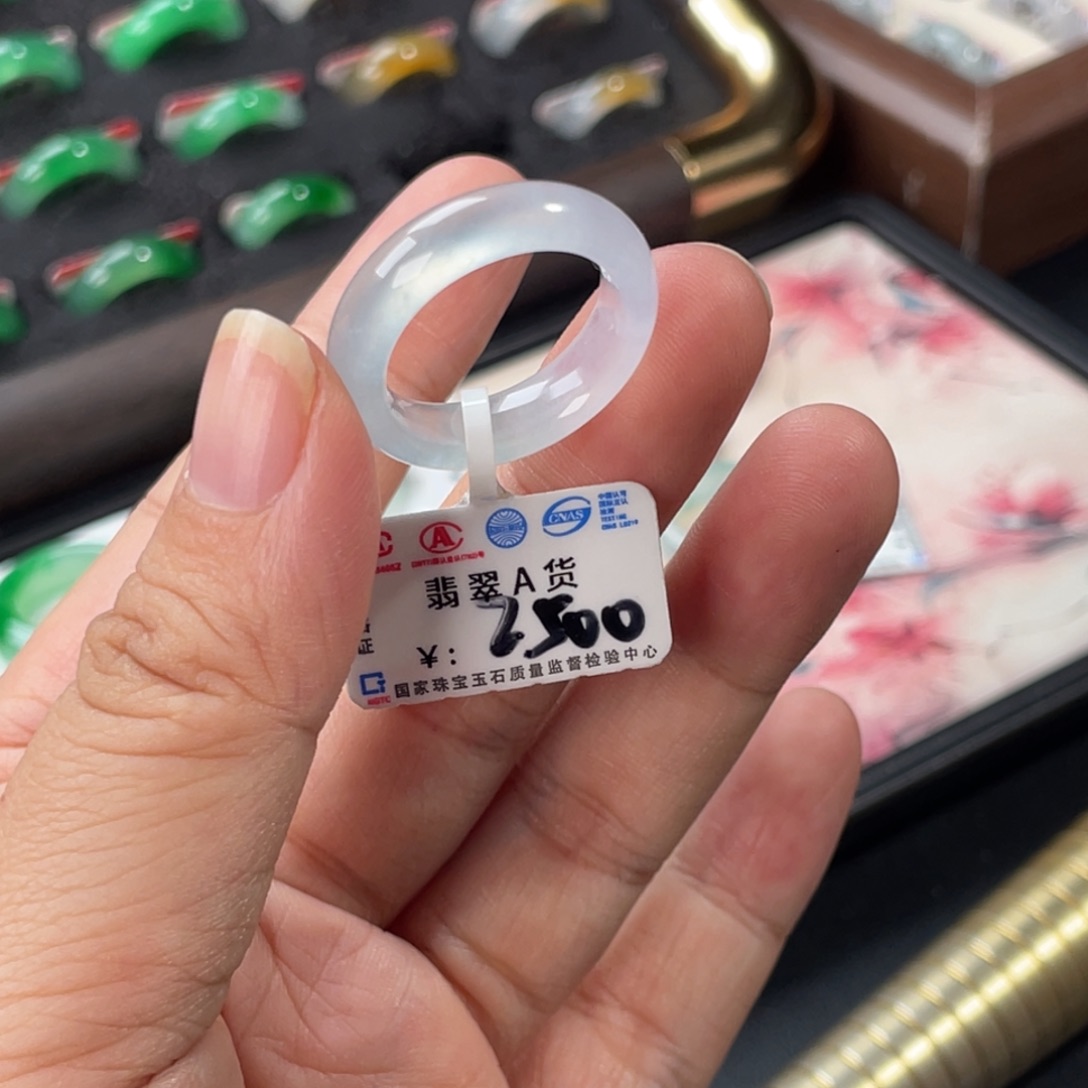 翡翠未镶嵌戒指缅A冰粉紫-14/15圈