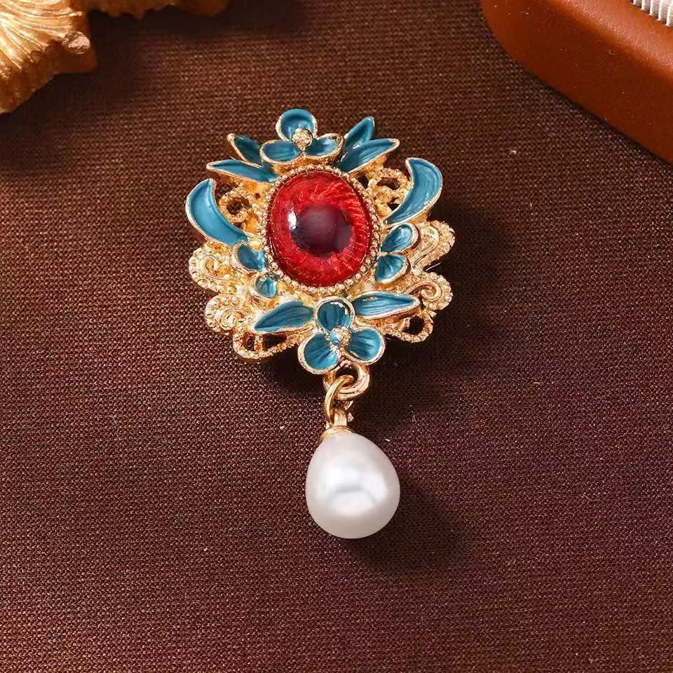 【甘露金属冰箱贴】中国风磁吸款珍珠吊坠仿烧蓝釉彩冰箱贴