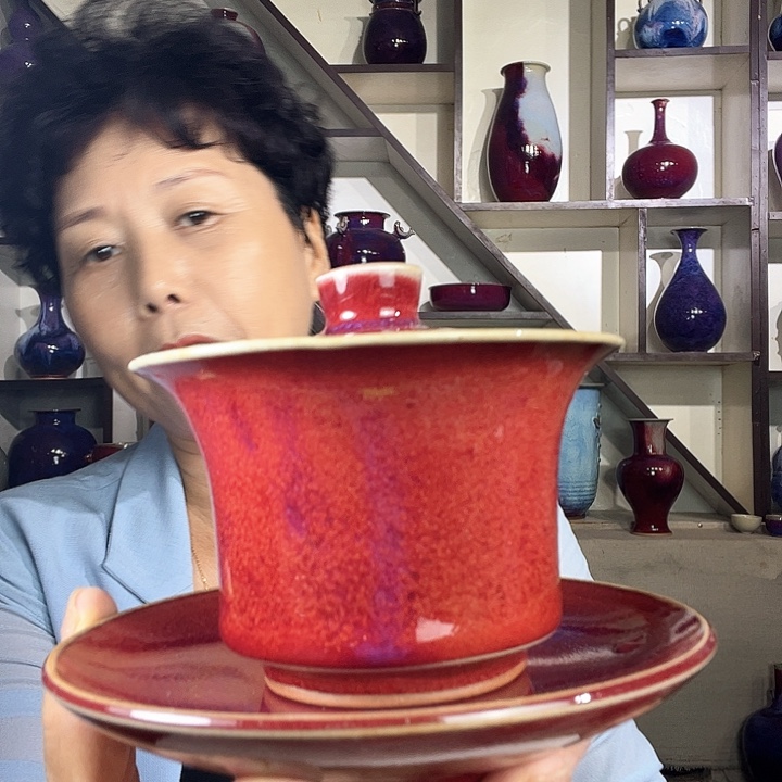 瓷片钧瓷手工艺品杯子