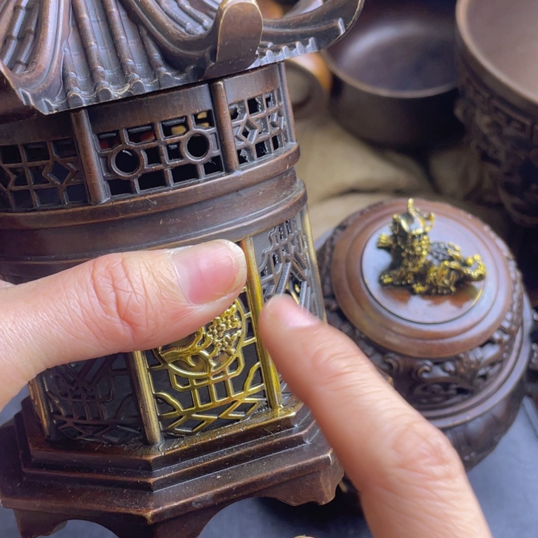 原矿风磨铜亭炉熏香炉