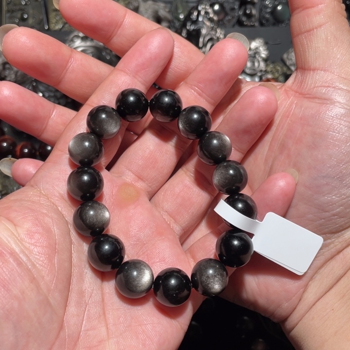 黑曜岩手串未镶嵌m**o