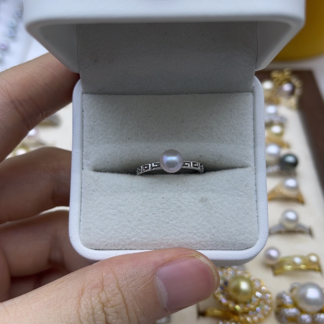戒指银S925镶嵌海水珍珠