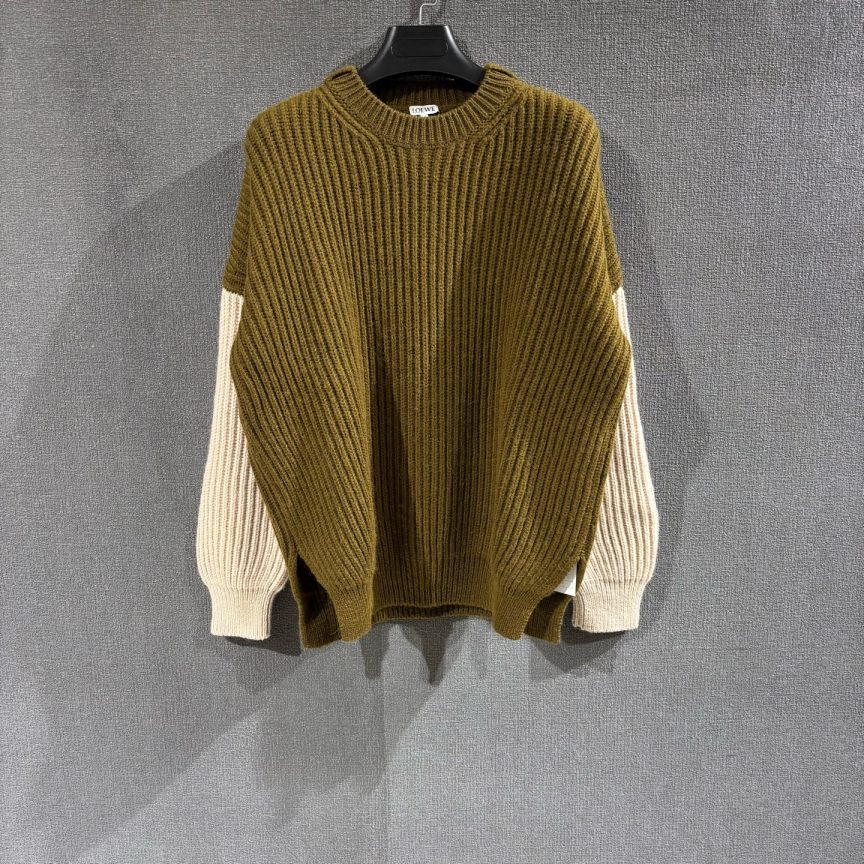 未使用 LOEWE/罗意威 拼色羊驼毛毛衣 全新S码/4559