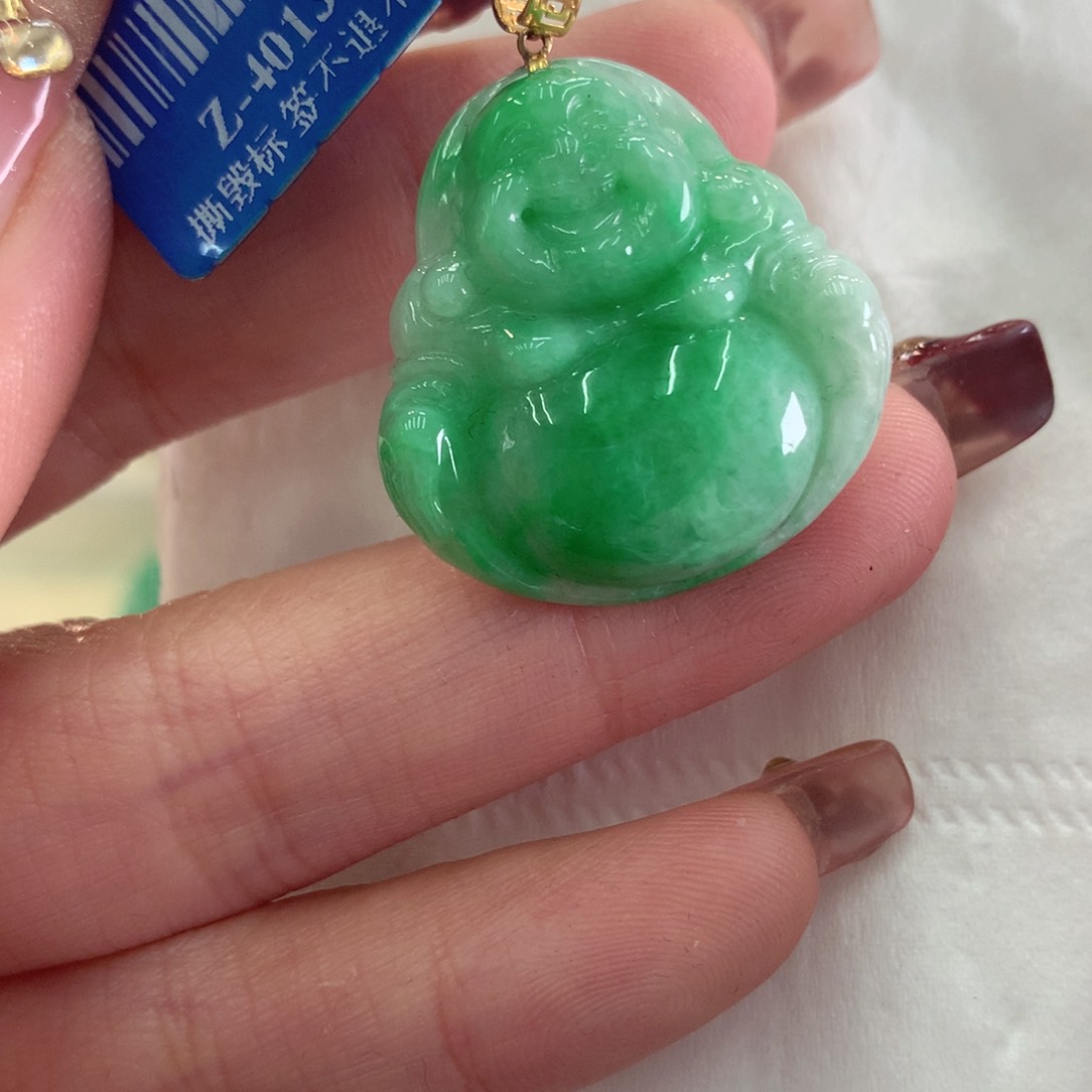 翡翠吊坠(不含链)18K金镶嵌
