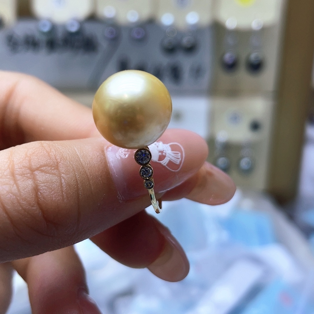 海水珍珠戒指18K金镶嵌
