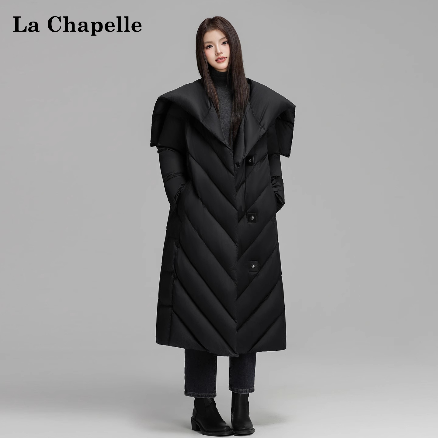 La Chapelle/拉夏贝尔官旗鹅绒服长款百搭简约时尚保暖潮外套5108
