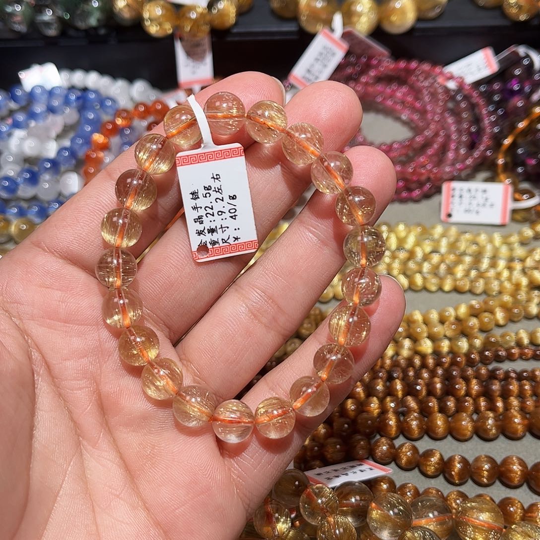 水晶手链未镶嵌玮*宝金发晶手串