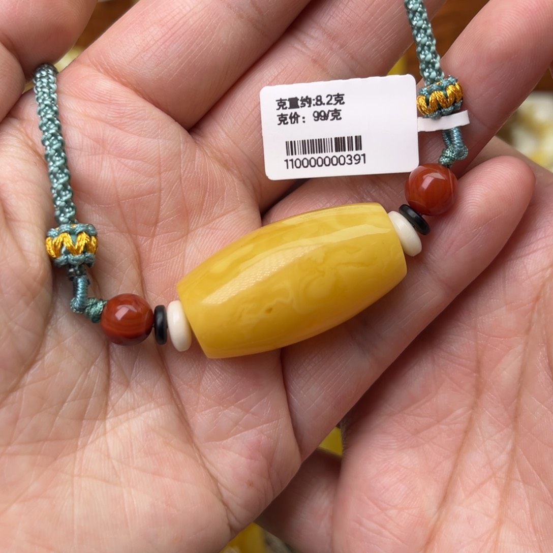 未镶嵌吊坠(不含链)蜜蜡桶珠锁骨链浓蜡鸡油黄