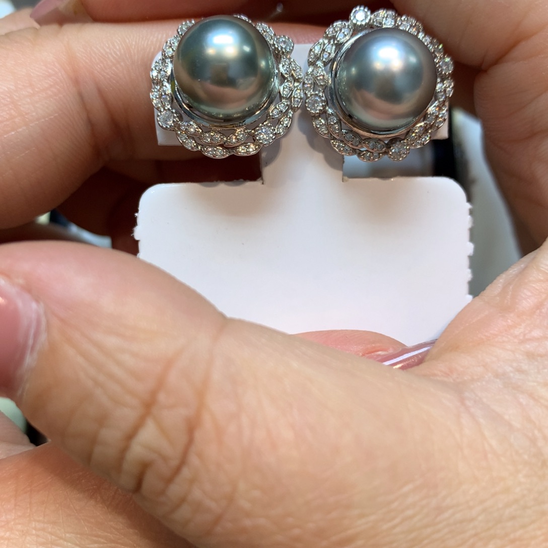海水珍珠耳饰银S925镶嵌