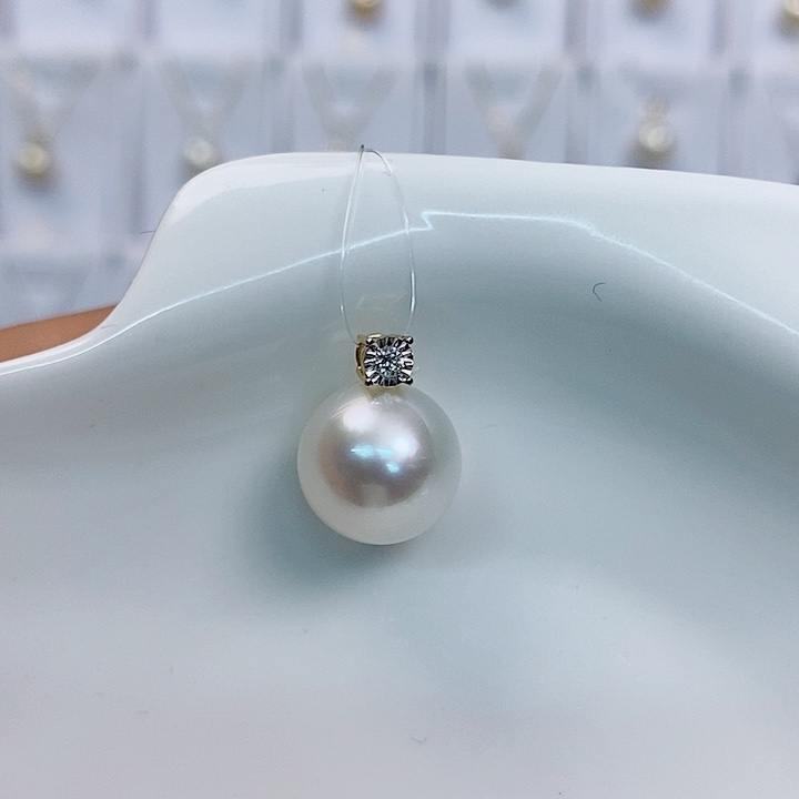海水珍珠18K金镶嵌吊坠(不含链)12~13