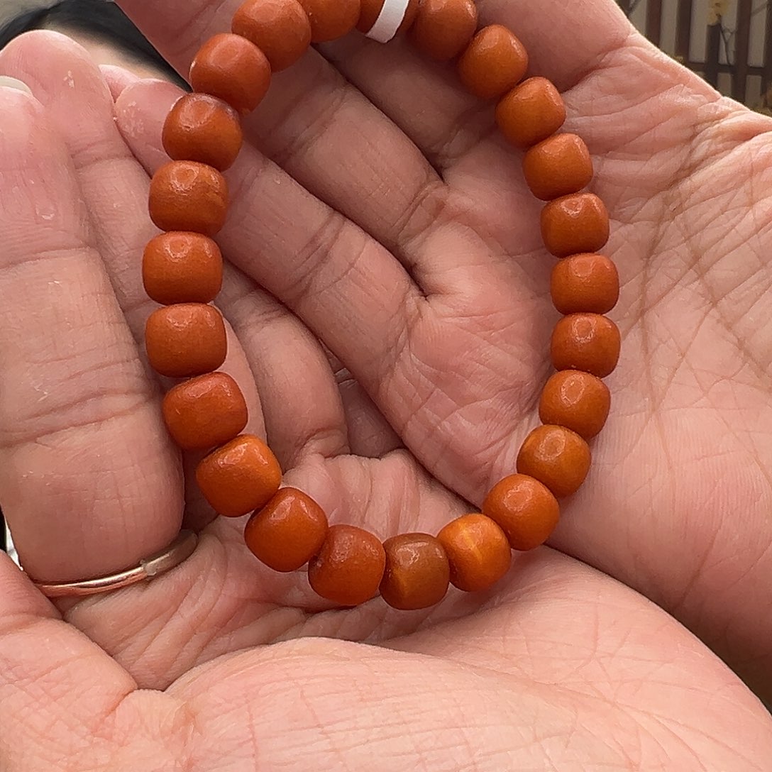 裸石琥珀未镶嵌橘皮手串9mm