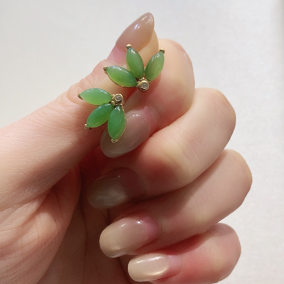 和田玉银S925镶嵌耳饰