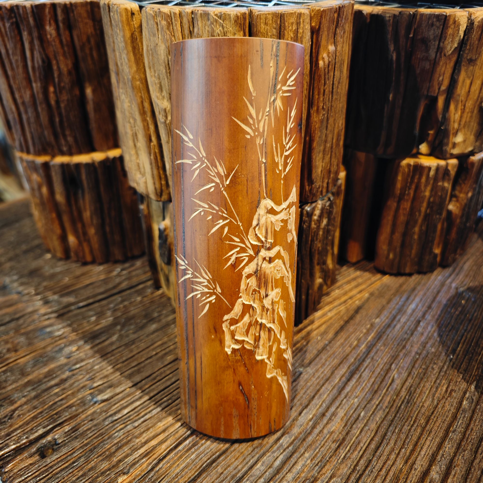 老煤竹纯手工雕刻茶则