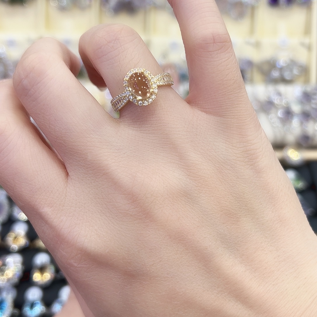 戒指黄晶银S925镶嵌