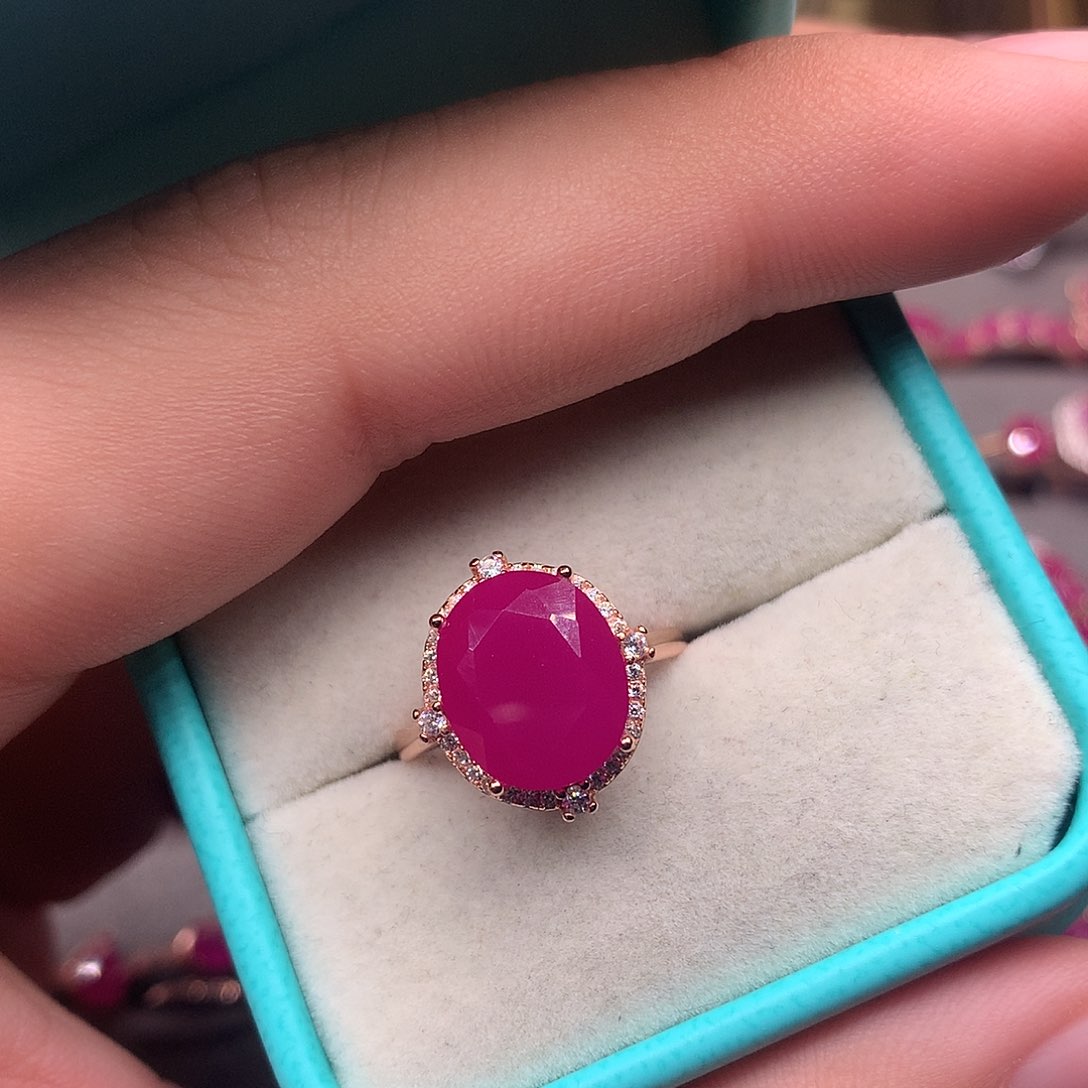 红宝石戒指银S925镶嵌