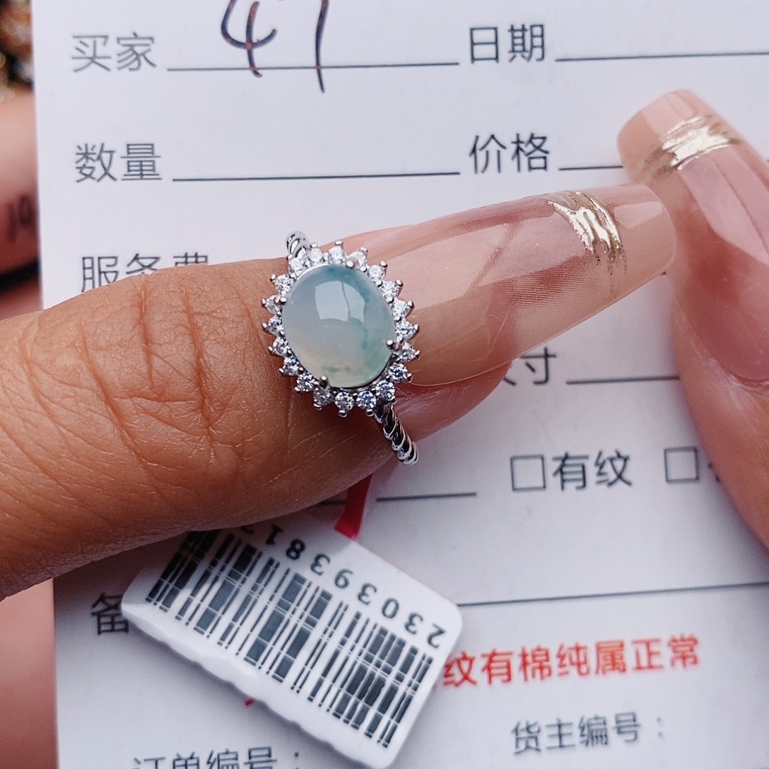 翡翠戒指银S925镶嵌戒指